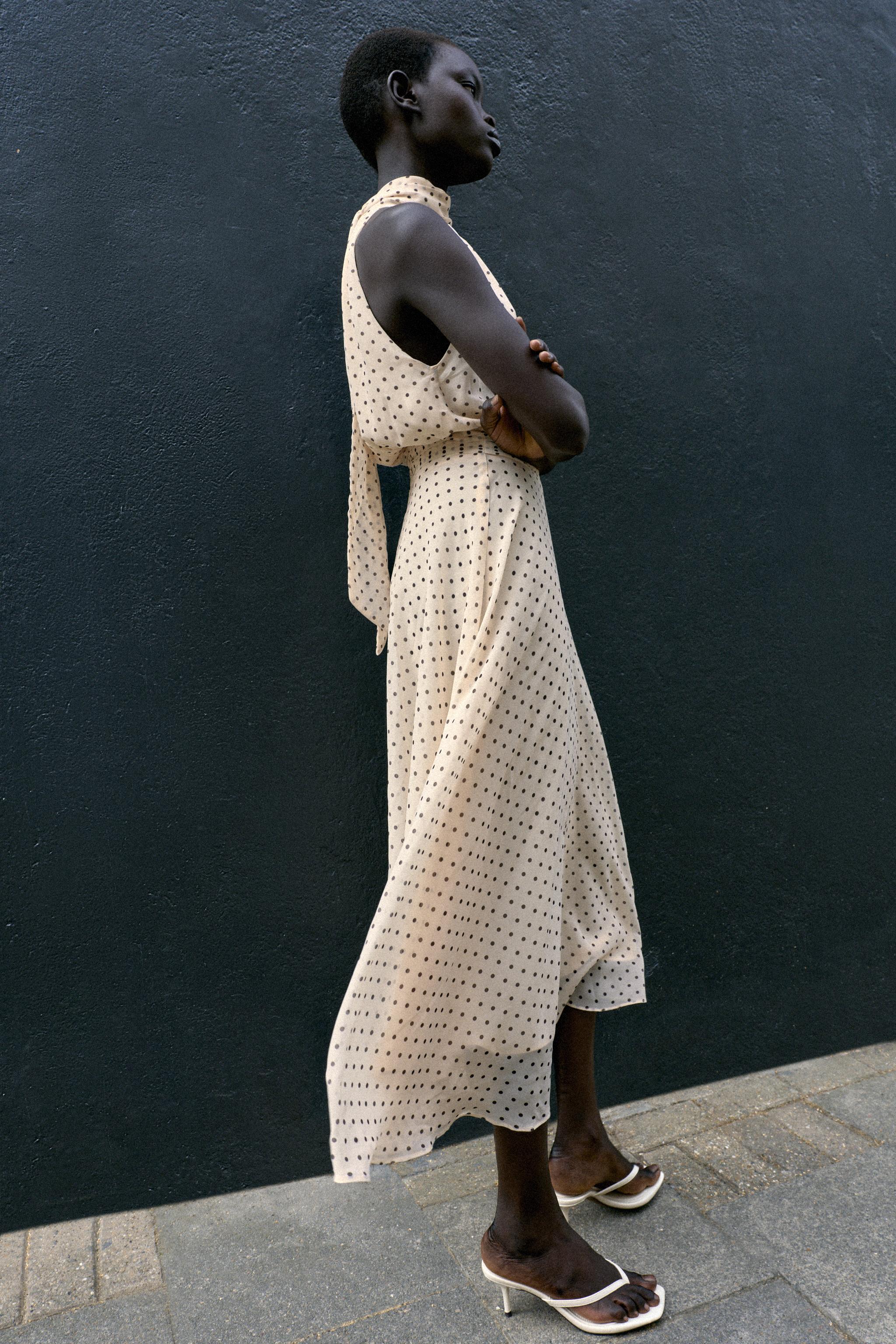 POLKA DOT HALTER MIDI DRESS